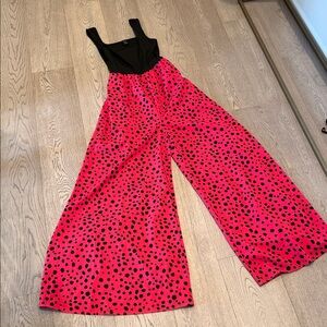 SHEIN Black and Pink Spotted Jumpsuit